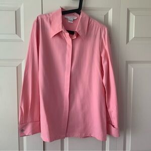 Silk Essentials Button Up Pink Blouse Size Medium